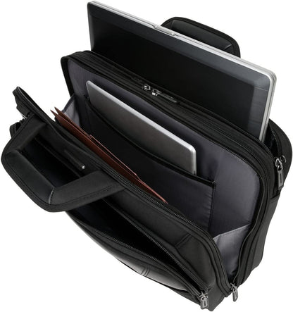 Targus Mobile-VIP Topload Shoulder Bag with Checkpoint-Friendly TSA Screening, Weather Resistant, Dual Main Compartments, Trolley Strap, SafePort Drop Protection for 15.6-Inch Laptop, Black (TBT264)