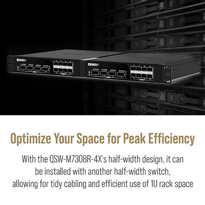 QNAP QSW-M7308R-4X-US 12-Port Half-Width Rackmount 100GbE Managed Switch, Cost-Optimized for Enterprise IT