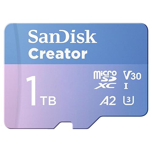 SanDisk  1TB SanDisk Creator microSD UHS-I Card with SD Adapter - Up to 190MB/s, 4K, 5.3K, Micro SD Card - SDSQXAV-1T00-GN6MS microSD Card 1TB