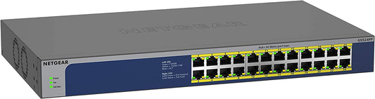 NETGEAR 24-Port Gigabit Ethernet Unmanaged PoE Switch (GS524PP) - with 24 x PoE+ @ 300W, Desktop or Rackmount, and Limited Lifetime Protection Unmanaged 24 port | 24xPoE+ 300W