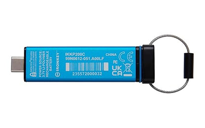 Kingston 128gb Usb-c Ironkey Keypad 200c, Fips 140-3 Lvl 3 (pending) Aes-256
