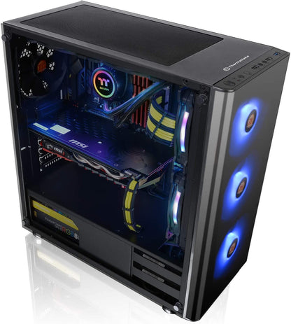 Thermaltake V200 Tempered Glass RGB Edition 12V MB Sync Capable ATX Mid-Tower Chassis with 3 120mm 12V RGB Fan + 1 Black 120mm Rear Fan Pre-Installed CA-1K8-00M1WN-01