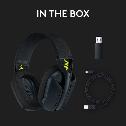 Logitech G435 LIGHTSPEED and Bluetooth Wireless Gaming Headset - Lightweight over-ear headphones, built-in mics, 18h battery, compatible with Dolby Atmos, PC, PS4, PS5, Nintendo Switch, Mobile - Black Black Headset Only