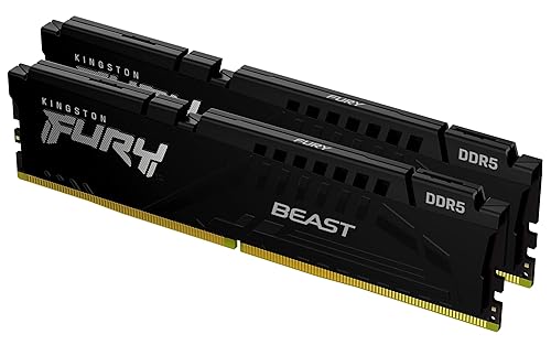 Kingston Technology Kingston Fury Beast 64GB (2x32GB) 6000MT/s DDR5 CL40 Desktop Memory Kit of 2 | Intel XMP | Plug N Play | KF560C40BBK2-64