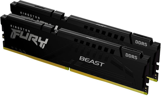 Kingston Technology Fury Beast 32GB (2x16GB) 5200MHz DDR5 CL40 Kit of 2 Desktop Memory KF552C40BBK2-32, Black 5200MHz 32GB (2x16GB)