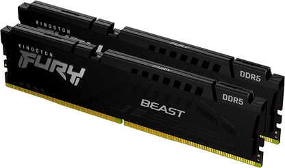 Kingston Technology Fury Beast Black 64GB 4800MT/s DDR5 CL38 XMP 3.0 Ready Computer Memory (Kit of 2) KF548C38BBK2-64 4800MT/s Ram Only 64GB (2x32GB)