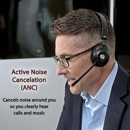 Cyber Acoustics Essential Wireless Headset - Stereo - USB Type A - Wireless - Bluetooth - 100 ft - 32 Ohm - 20 Hz - 20 kHz - Over-the-head - Binaural - Ear-cup - Noise Canceling - Black