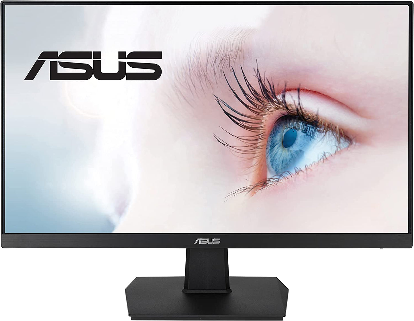 ASUS 23.8” 1080P Monitor (VA247HE) - Full HD, 75Hz, Adaptive-Sync/FreeSync™, Low Blue Light, Flicker Free, Eye Care Plus, VESA Mountable, Frameless, HDMI, DVI, VGA, Tilt Adjustable 23.8" FHD 75hz Frameless Monitor