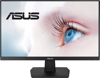 ASUS 23.8” 1080P Monitor (VA247HE) - Full HD, 75Hz, Adaptive-Sync/FreeSync™, Low Blue Light, Flicker Free, Eye Care Plus, VESA Mountable, Frameless, HDMI, DVI, VGA, Tilt Adjustable 23.8" FHD 75hz Frameless Monitor
