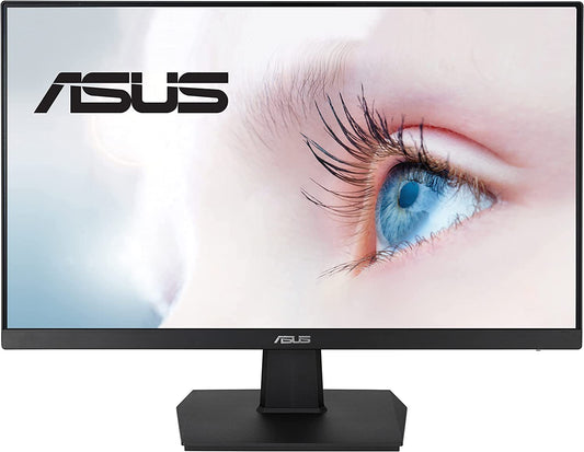 ASUS 23.8” 1080P Monitor (VA247HE) - Full HD, 75Hz, Adaptive-Sync/FreeSync™, Low Blue Light, Flicker Free, Eye Care Plus, VESA Mountable, Frameless, HDMI, DVI, VGA, Tilt Adjustable 23.8" FHD 75hz Frameless Monitor