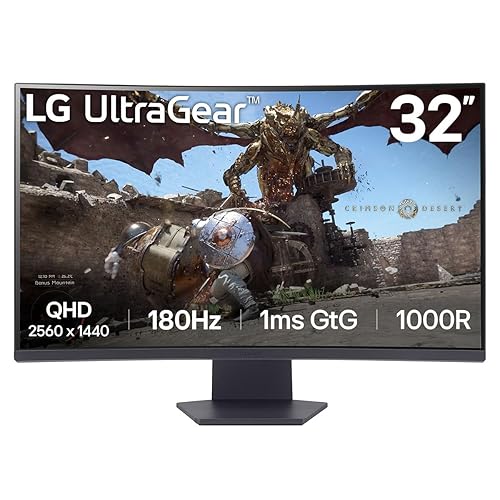 LG Ultragear™ 32GS60QX-B 32-inch Ultragear™ QHD (2560x1440) 1000R Curved Gaming Monitor | 1ms (GtG), 180Hz | AMD FreeSync™ 32" 2560 x 1440 VA
