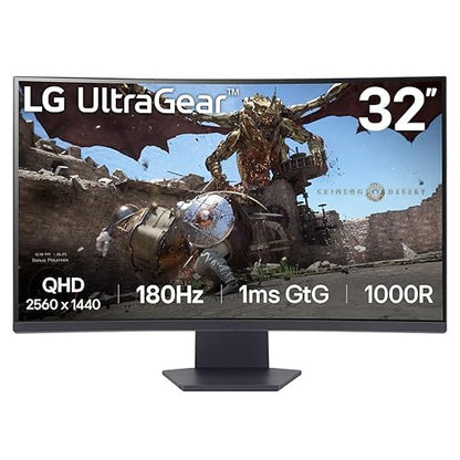 LG Ultragear™ 32GS60QX-B 32-inch Ultragear™ QHD (2560x1440) 1000R Curved Gaming Monitor | 1ms (GtG), 180Hz | AMD FreeSync™ 32" 2560 x 1440 VA