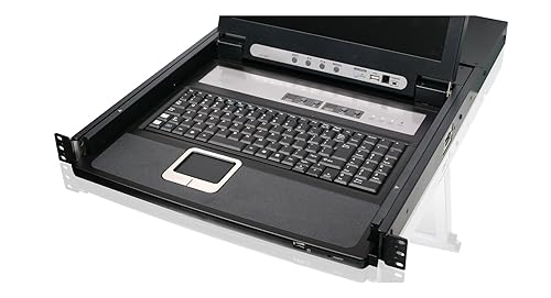IOGEAR Rackmount 8-Port KVM Switch Console with 17-inch TFT LCD Active Matrix Monitor, Keyboard and Touchpad with 1 USB Cable 1 USB Cable 8-port