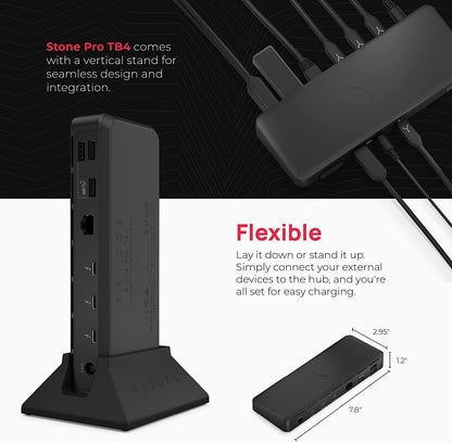 Brydge Stone Pro TB4 Thunderbolt 4 Docking Station - 12 Ports, 90 Watts Charging, Dual 4K Monitors or Single 8K Output, 40GB/s Transfer Speed - Windows 10 &amp; 11, macOS 11.0 &amp; ChromeOS Compatible