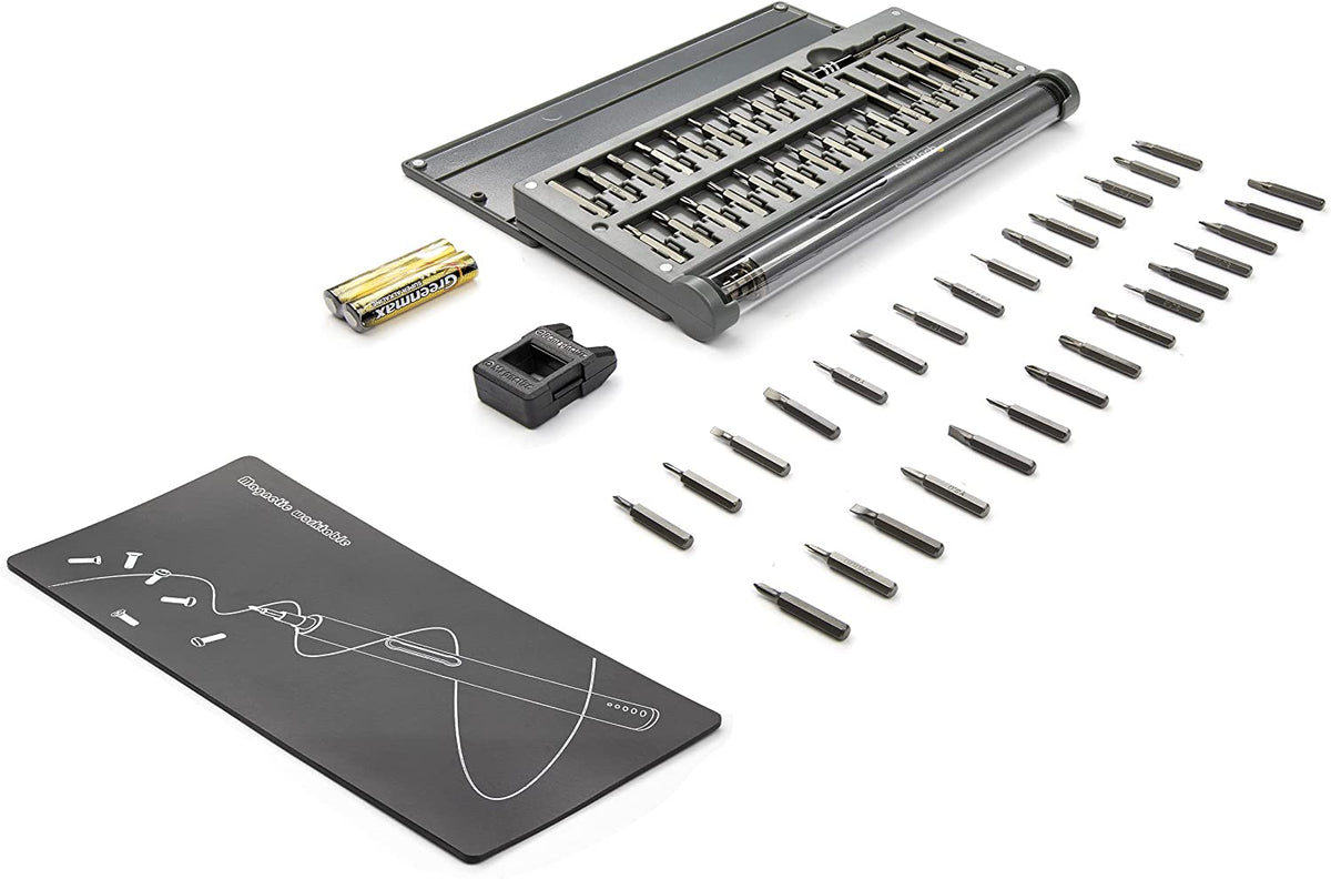 StarTech.com 55-Bit Electric Precision Screwdriver Set - Portable Cordless Battery Powered Bit Driver Kit for Electronics, Laptop, Computers, Tablet &amp; Phone Repairs - Magnetic Work Pad (CTK55PCEDRIVE)