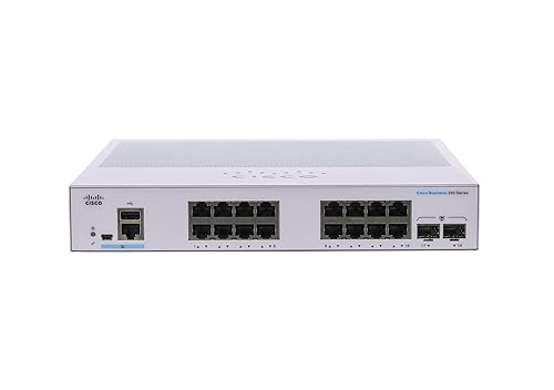 CISCO DESIGNED Business CBS350-16T-2G Managed Switch | 16 Port GE | 2x1G SFP | Limited Lifetime Protection (CBS350-16T-2G) Switch 16-port GE / 2 x GE Uplinks