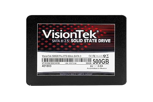 VisionTek 500GB PRO XTS 7mm 2.5 Inch SATA III Internal Solid State Drive with 3D NAND Technology for Desktop Computers, Laptops and Mac Systems (901294)
