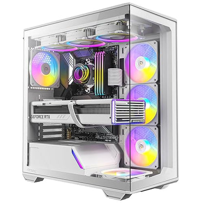 Antec C3 ARGB White, 3 x 120mm & 1 x 120mm ARGB PWM Fans Included, Up to 8 Fans Simultaneously, Type-C,Seamless Tempered Glass Front & Side Panels, 360mm Radiator Support, Mid-Tower ATX PC Case