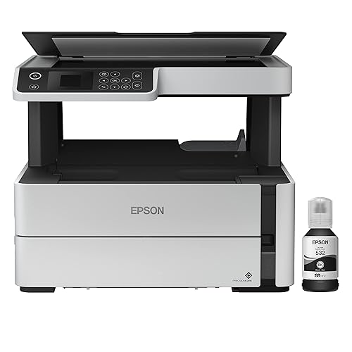 Epson EcoTank ET-M2170 Wireless Monochrome All-in-One Supertank Printer, Plus Ethernet, White White Regular