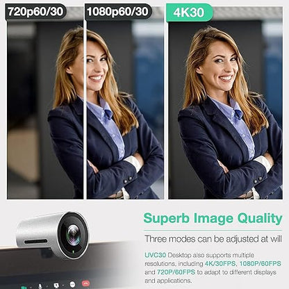 UUC30 4K Camera with 1.6M USB-C Cable, Privacy Shutter, USB-A to USB-C Adapter