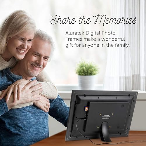 Aluratek 14” LCD Digital Photo Frame with 4GB Built-in Memory with Remote, USB SD/SDHC Support, w/White Matting, 1366 x 768, 16:9 (ADMPF214FB) Black 14 Black