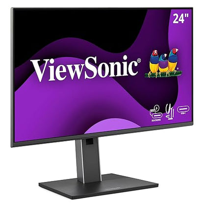 ViewSonic VG2458 24 Inch 1080p IPS Docking Monitor with Advanced Ergonomics, 100W USB C, 5-Port USB Hub, HDMI, DisplayPort, and Daisy Chain for Home and Office 24-Inch