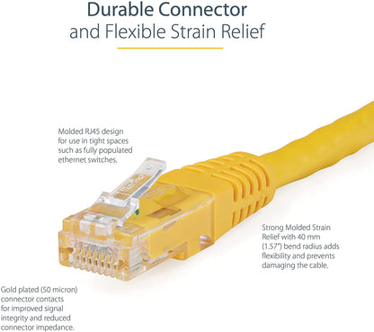 StarTech.com 5ft CAT6 Ethernet Cable - Yellow CAT 6 Gigabit Ethernet Wire -650MHz 100W PoE++ RJ45 UTP Molded Category 6 Network/Patch Cord w/Strain Relief/Fluke Tested UL/TIA Certified (C6PATCH5YL) Yellow 5 ft / 1.5 m 1 Pack