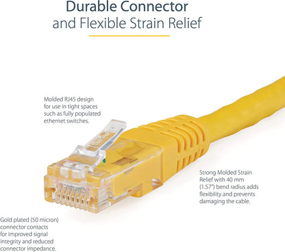 StarTech.com 35ft CAT6 Ethernet Cable - Yellow CAT 6 Gigabit Ethernet Wire -650MHz 100W PoE++ RJ45 UTP Molded Category 6 Network/Patch Cord w/Strain Relief/Fluke Tested UL/TIA Certified (C6PATCH35YL) Yellow 35 ft / 10.6 m 1 Pack