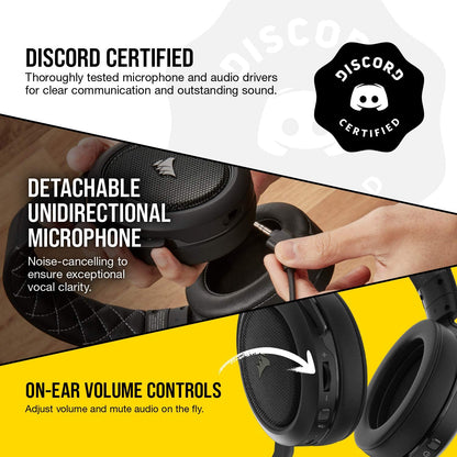 Corsair HS70 Pro Wireless Gaming Headset - 7.1 Surround Sound Headphones for PC, MacOS, PS5, PS4 - Discord Certified - 50mm Drivers – Carbon Carbon Pro Wireless Headset