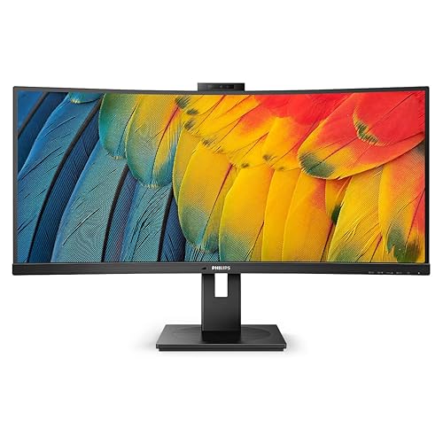 Philips Ultrawide 34B1U5600CH 34" Class Webcam UW-QHD Curved Screen LCD Monitor - 21:9 - Textured Black - 34" Viewable - Vertical Alignment (VA) - WLED Backlight - 3440 x 1440 - 16.7 Million Colors - Adaptive Sync - 350 Nit - 4 ms - Speakers - HDMI
