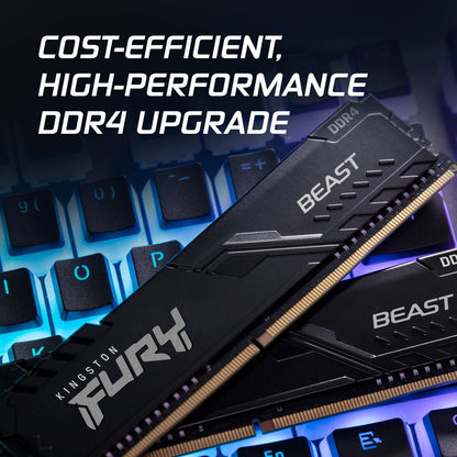 Kingston FURY Beast 32GB (2x16GB) 2666MHz DDR4 CL16 Desktop Memory Kit of 2 KF426C16BBK2/32, Black Black 32GB (2x16GB) 2666MHz Ram Only