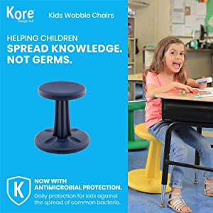 Kore design Kore Kids Pre-Teen Wobble Chair - Flexible Seating Stool for Classroom, Home &amp; School, ADD/ADHD - Made in The USA - Age 10-11, Grade 5-6, Dark Blue (18.7in) Dark Blue Pre-Teen (18.7in Tall)