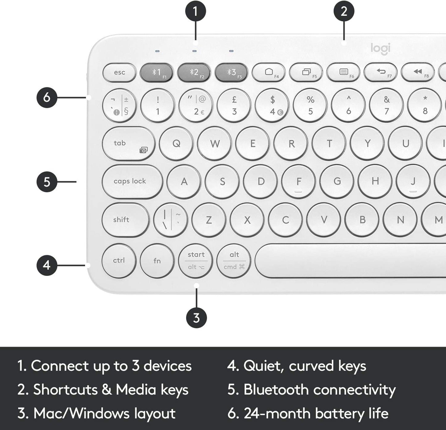 Logitech K380 Wireless Multi-Device Keyboard for Windows, Apple iOS, Apple TV android or Chrome, Bluetooth, Compact Space-Saving Design, PC/Mac/Laptop/Smartphone/Tablet - Off White Off White Keyboard