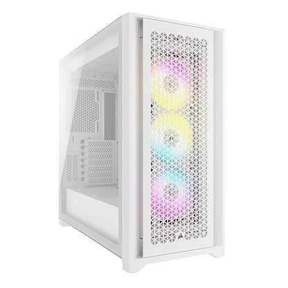 Corsair iCUE 5000D RGB Airflow Mid-Tower Case - 3X AF120 RGB Elite Fans - iCUE Lighting Node PRO Controller - High-Airflow Design - CORSAIR RapidRoute Cable Management System - True White