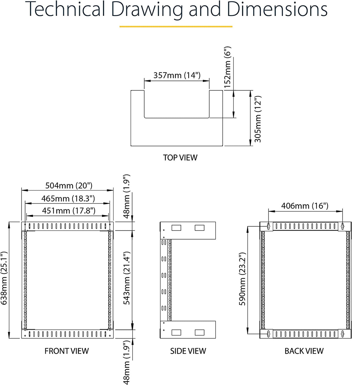 StarTech.com 12U 19" Wall Mount Network Rack - 12" Deep 2 Post Open Frame Server Room Rack for Data/AV/IT/Computer Equipment/Patch Panel with Cage Nuts &amp; Screws 200lb Capacity, Black (RK12WALLO) 12U Rack