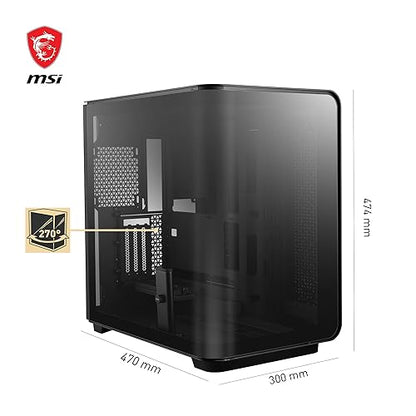 MSI MEG Maestro 700L PZ Mid Tower Gaming Case, Aluminum Unibody Design, Support Back-Connect Motherboard, One Piece 270-degree Panoramic Tempered Glass