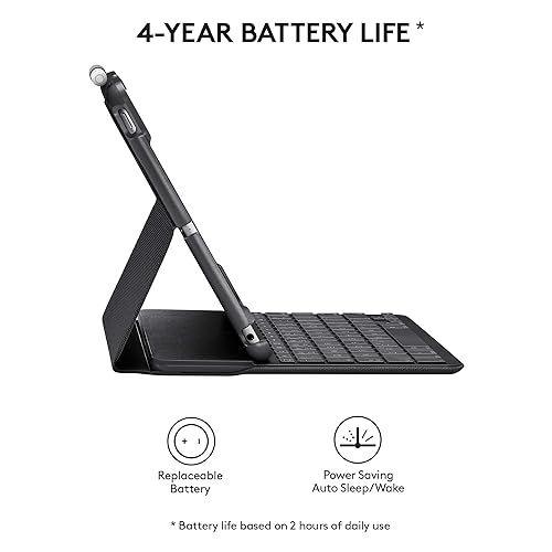 Logitech Slim Folio with Integrated Bluetooth Keyboard for iPad (5th and 6th Generation) Tablet Keyboard