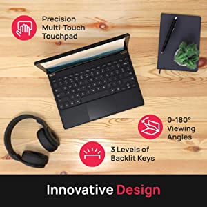 Brydge 12.3 Pro+ Wireless Keyboard Type Cover with Precision Touchpad | Compatible with Microsoft Surface Pro 7, 6, 5 &amp; 4 | Designed for Surface | (Black)