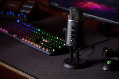 MSI IMMERSE GV60 Streaming Microphone (USB Type-C Interface and 3.5mm Aux, for Professional Applications with Intuituve Control in 4 Modes: Stereo, Omnidirectional, Cardioid and Bidirectional)