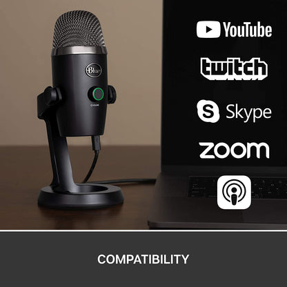 Blue microphones Blue Yeti Nano Premium USB Microphone for Recording, Streaming, Gaming, Podcasting on PC and Mac, Condenser Mic with Blue VO!CE Effects, Cardioid and Omni, No-Latency Monitoring - Blackout Blackout Microphone