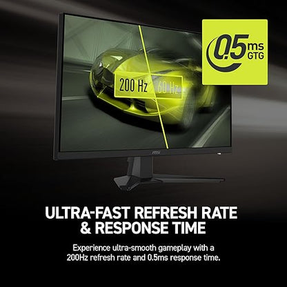MSI MAG 272F 27-inch 1920 x 1080 (FHD) Gaming Office Monitor, 200Hz, Adaptive-Synch, HDR Ready, HDMI, VGA Port,VESA Mountable, Tilt, 4-Side Slim Bezel,0.5ms, Black