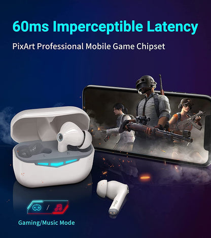 Edifier Hecate GM3 True Wireless Earbuds -60ms Low Latency - PixArt Bluetooth 5.0 Auto Pairing - IP55 Water Proof-Touch Enabled-White