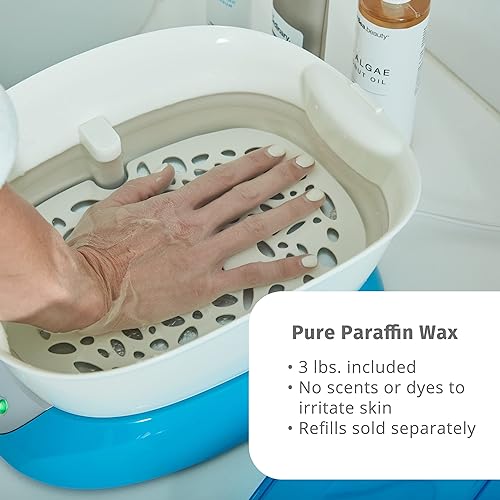 Homedics Paraffin Wax Machine for Hands - Hypoallergenic Hot Wax Hand Therapy Machine to Soothe and Moisturize Hands - Includes 3 Pounds of Wax and 20 Hand Liners Blue