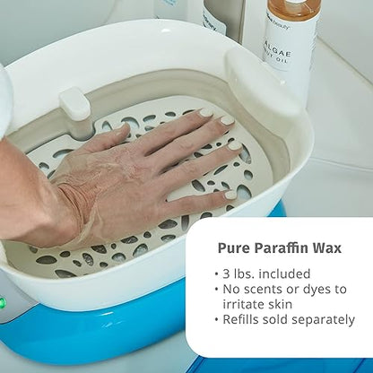 Homedics Paraffin Wax Machine for Hands - Hypoallergenic Hot Wax Hand Therapy Machine to Soothe and Moisturize Hands - Includes 3 Pounds of Wax and 20 Hand Liners Blue