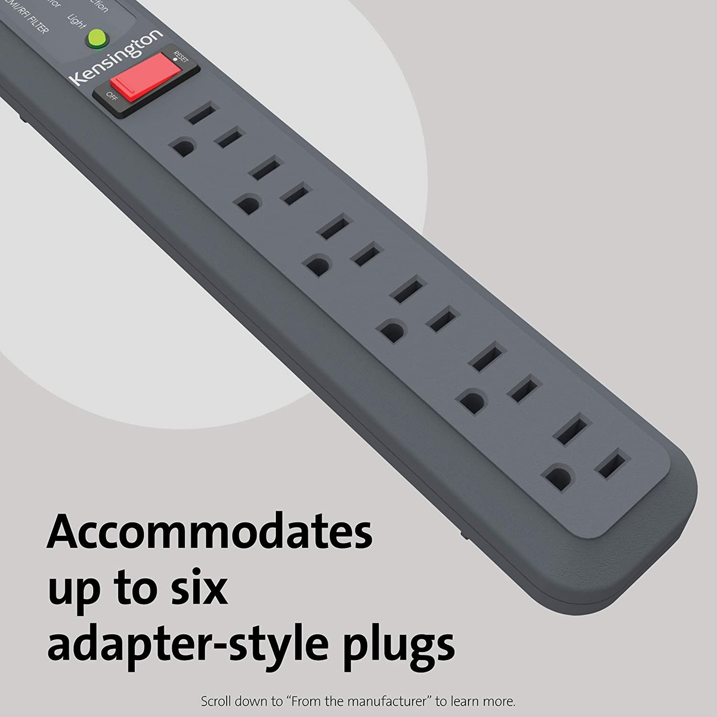 Kensington Guardian 6 Outlet, 15-Foot Cord, &amp; 540 Joules Premium Surge Protector (K38215NA) 15ft Power Cord 6 Outlet