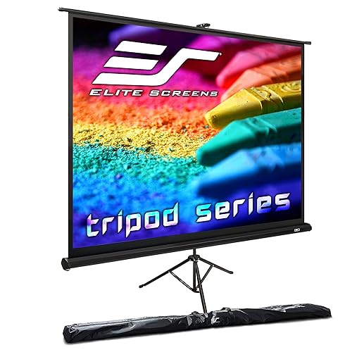 Elite Screens Tripod, 120-inch, Adjustable Multi Aspect Ratio Portable Pull Up Projection Projector Screen, T120UWV1 Tripod Series-Black 4:3, 120-inch Black