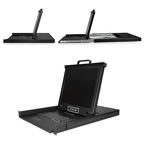 StarTech.com 8 Port Rackmount KVM Console w/ 6ft Cables - Integrated KVM Switch w/ 17 LCD Monitor - Fully Featured 1U LCD KVM Drawer- OSD KVM - Durable 50,000 MTBF - USB + VGA Support (RKCONS1708K)