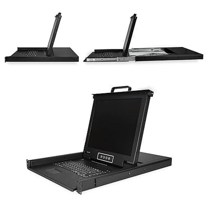 StarTech.com 8 Port Rackmount KVM Console w/ 6ft Cables - Integrated KVM Switch w/ 17 LCD Monitor - Fully Featured 1U LCD KVM Drawer- OSD KVM - Durable 50,000 MTBF - USB + VGA Support (RKCONS1708K)