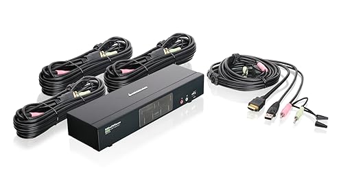IOGEAR 4-Port HDMI Multimedia KVM Switch with Audio, USB 2.0 Hub and HDMI KVM w/Full Set of Cables, (GCS1794 TAA Compliant)
