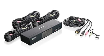 IOGEAR 4-Port HDMI Multimedia KVM Switch with Audio, USB 2.0 Hub and HDMI KVM w/Full Set of Cables, (GCS1794 TAA Compliant)